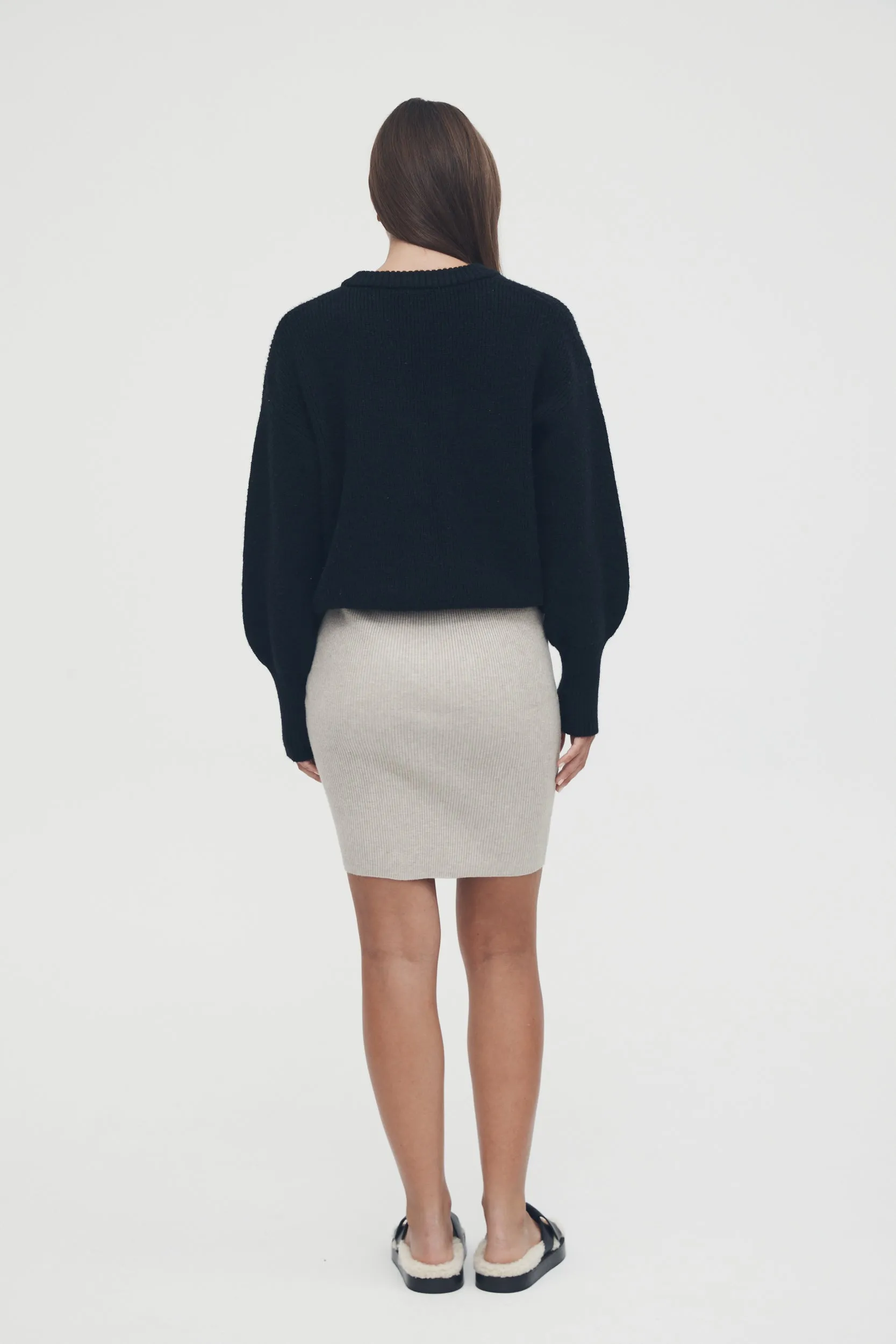 Coastal Knit Skirt (Taupe Marle)