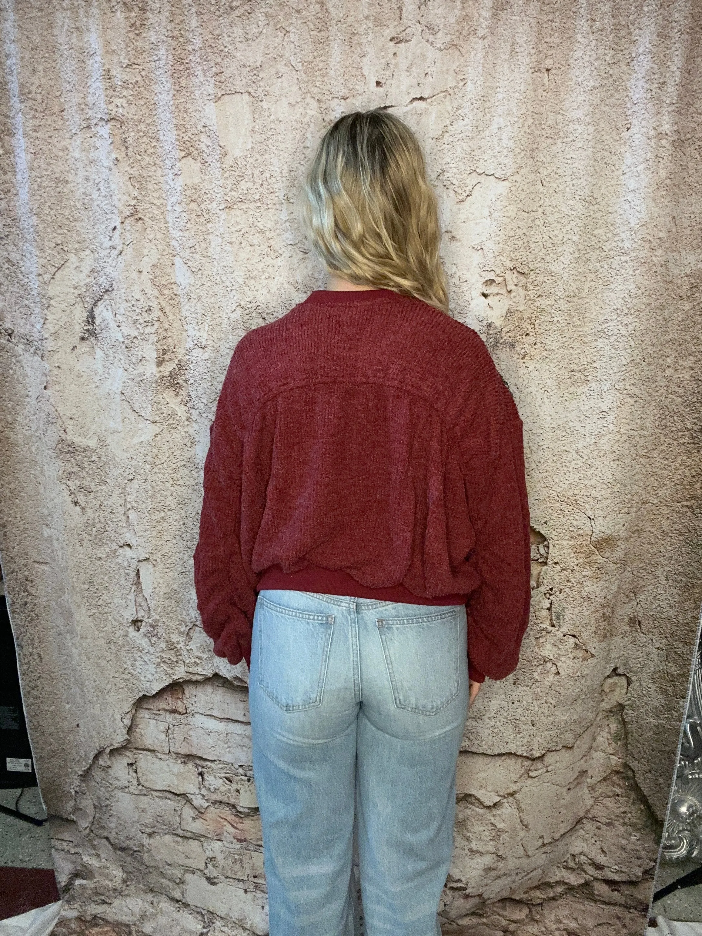 Cropped Patched Sweater Jacket