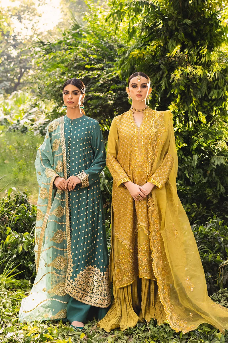 Cross Stitch Luxe Atelier Luxury Collection – VERDANT RELIC-4PC EMBROIDERED SILK SUIT