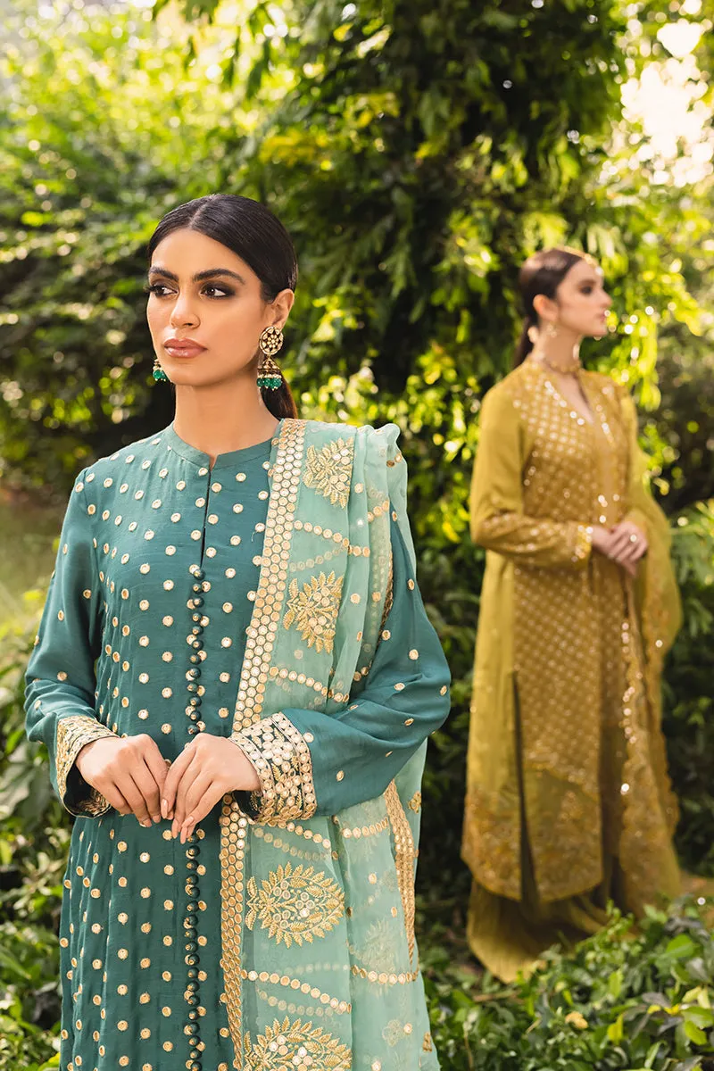 Cross Stitch Luxe Atelier Luxury Collection – VERDANT RELIC-4PC EMBROIDERED SILK SUIT