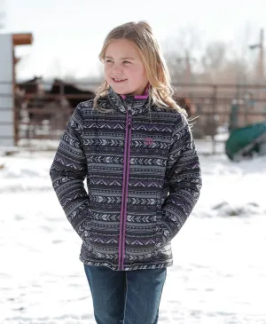 Cruel Girl Black/Purple Southwest Print Quilted Jacket for Girls