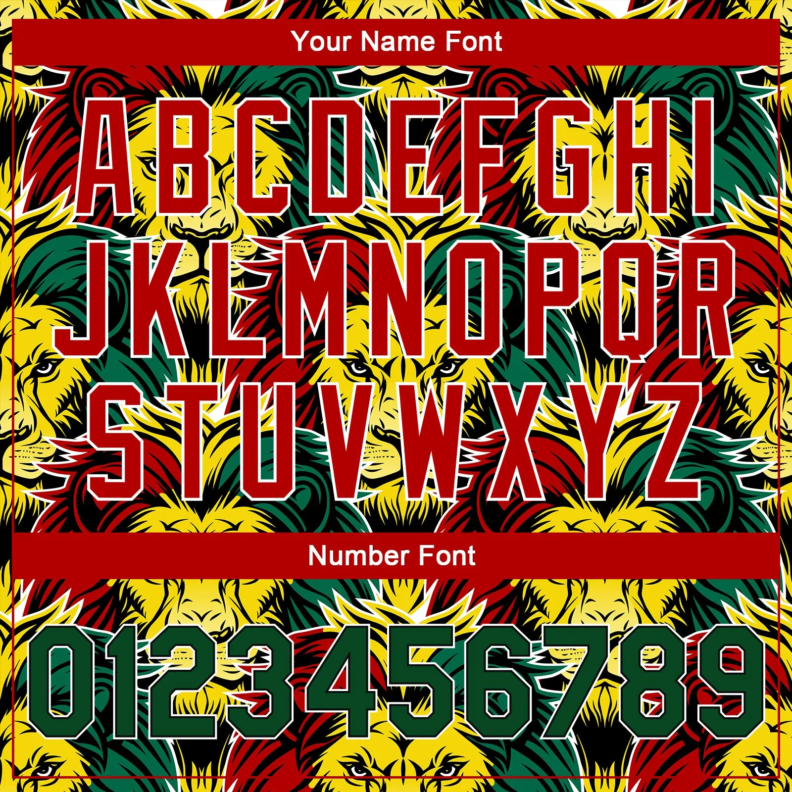 Custom Black Kelly Green Red-Gold Black History Month Lion 3D Pattern Design Bomber Full-Snap Varsity Letterman Jacket