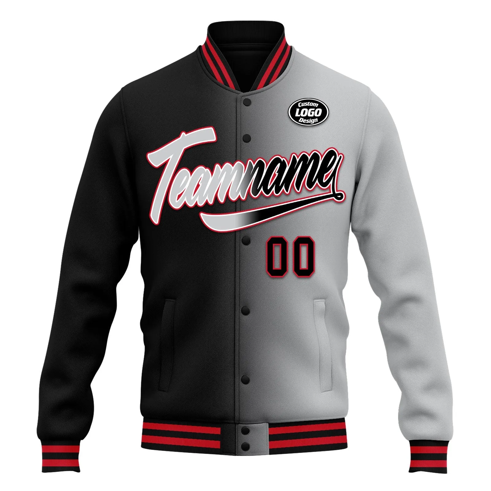 Custom Gradient Fashion Jacket Bomber Full-Snap Varsity Letterman Personalized Jacket FZ005-D028016-2