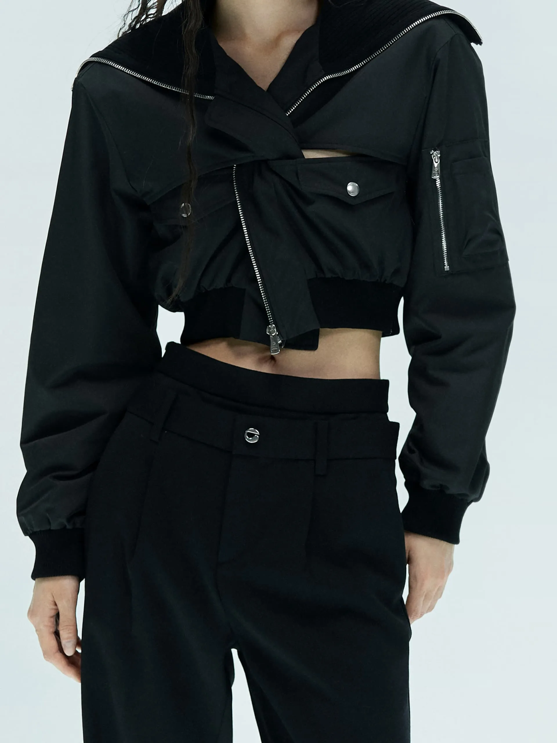 Cutout Detail Cropped Jacket