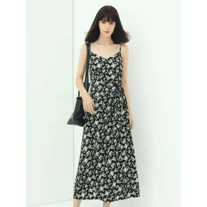 Dainty Floral Black Slip Dress