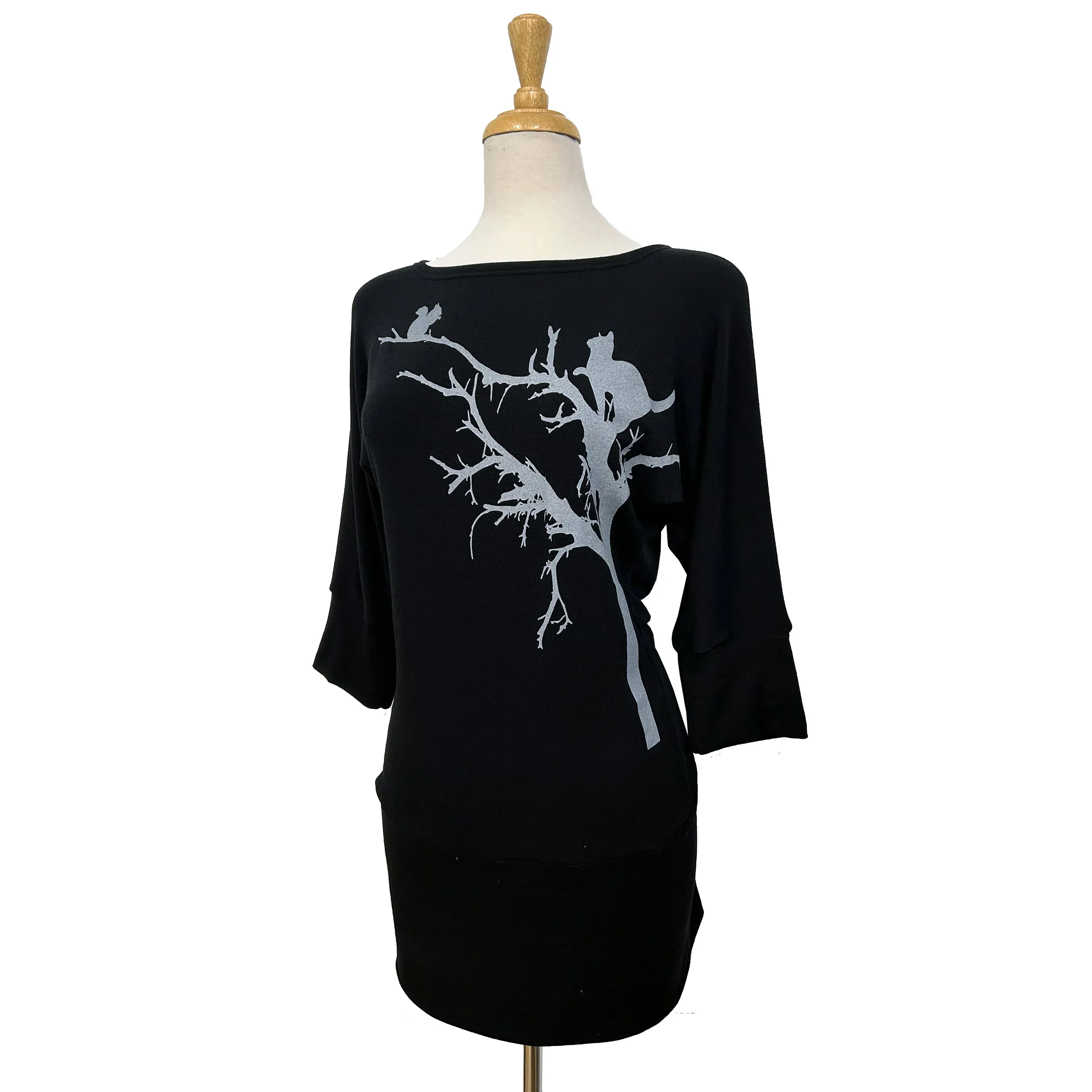 Dania Tunic - Cat and Squirrel - Black - Sale