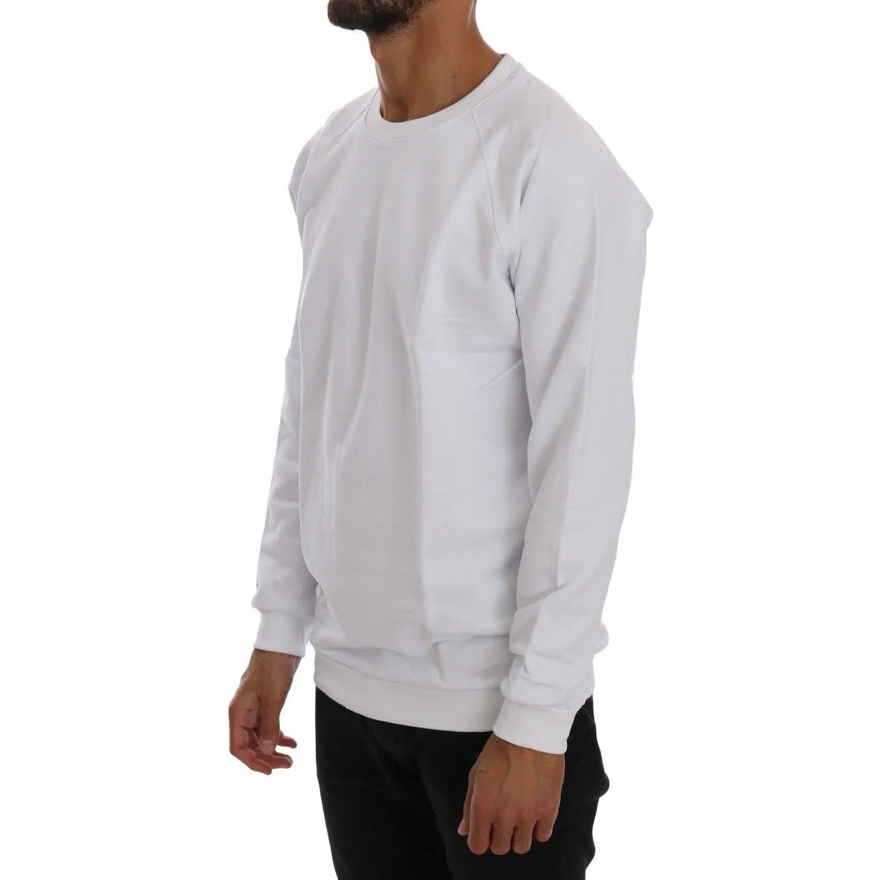 Daniele Alessandrini Elegant White Crewneck Cotton Sweater