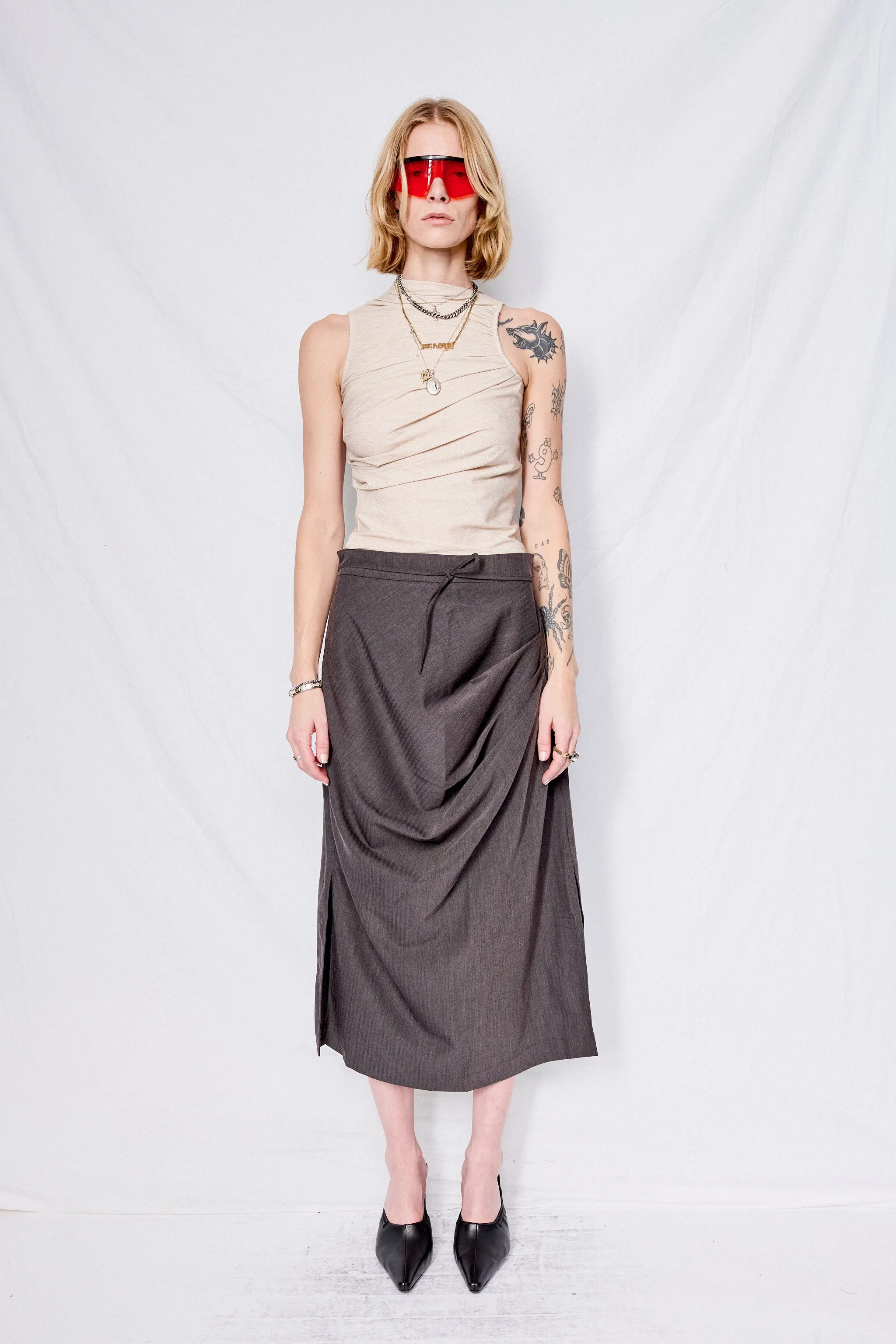 Dark Grey Alexia Midi Skirt