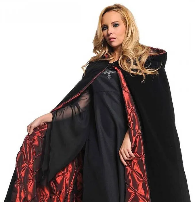 Deluxe Black and Red Velvet Halloween Cape