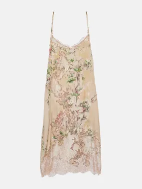 Denta floral silk stain slip dress