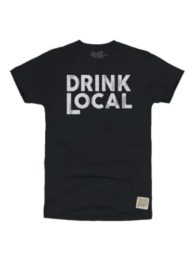 Drink Local Retro Brand Black & White Cotton Short Sleeve Crew T-Shirt