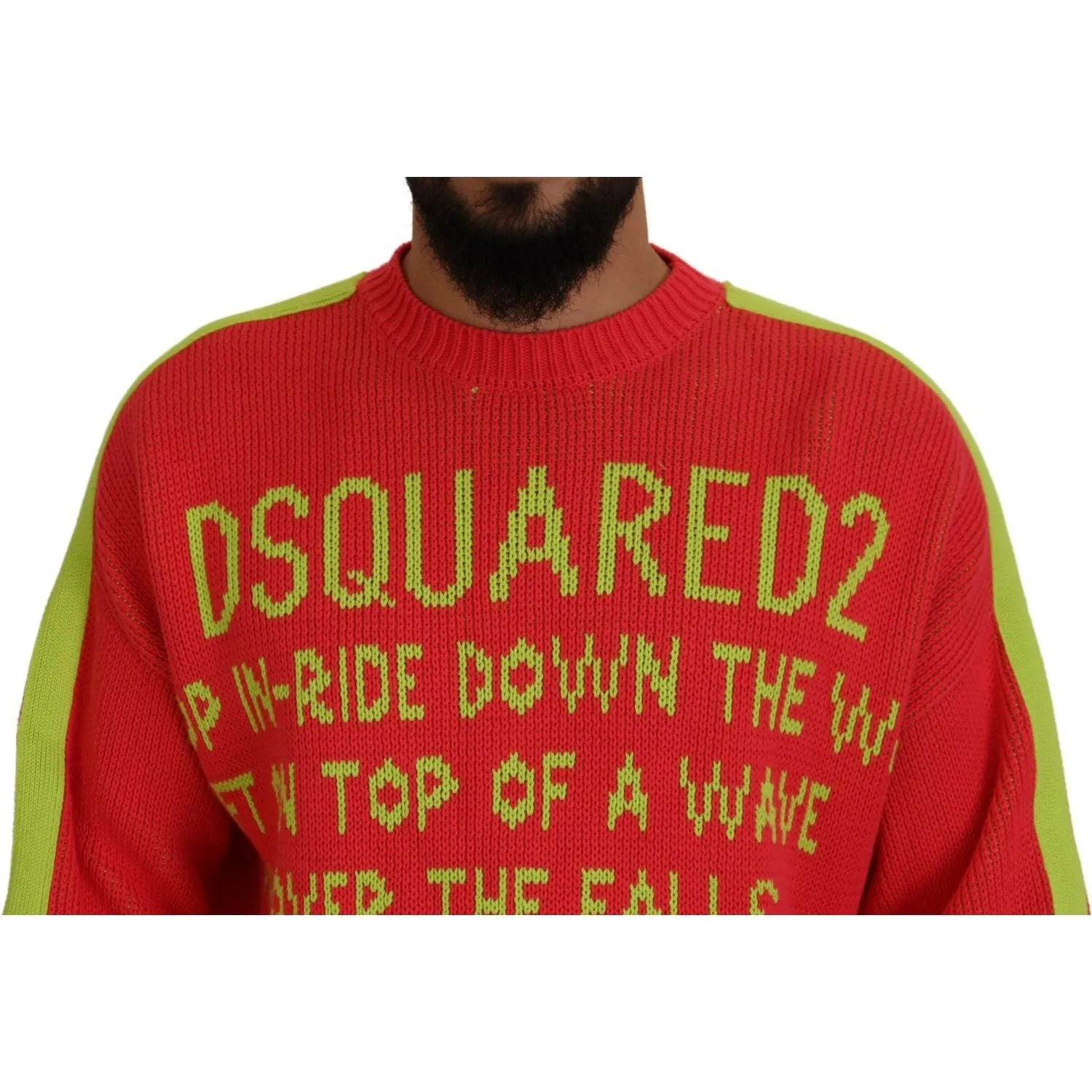 Dsquared² Orange Cotton Printed Long Sleeves Pullover Sweater