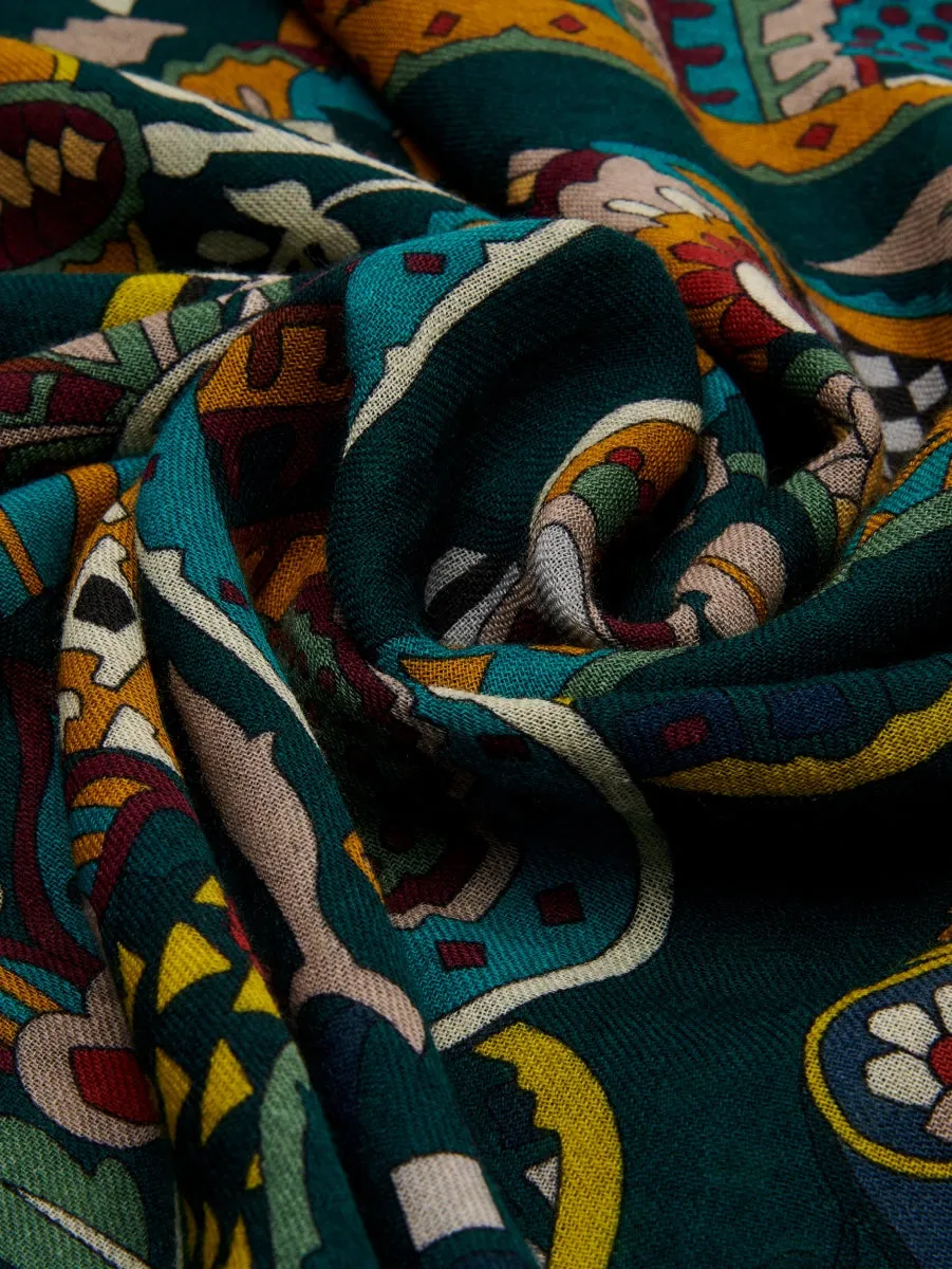 Edoardo (dark green) - soft and lightweight Italian scarf from 100% wool