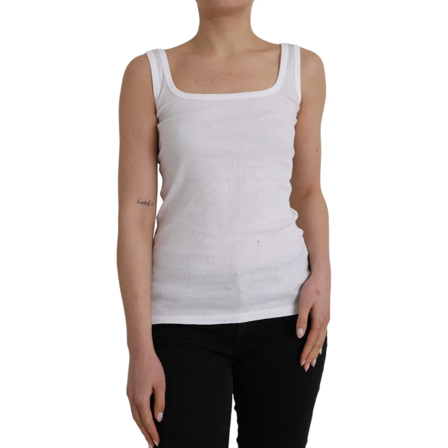 Ermanno Scervino White Cotton Sleevelesss Tank Casual Top