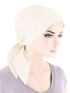 ES-IVORY#Eyelet Cotton Scarf Ivory