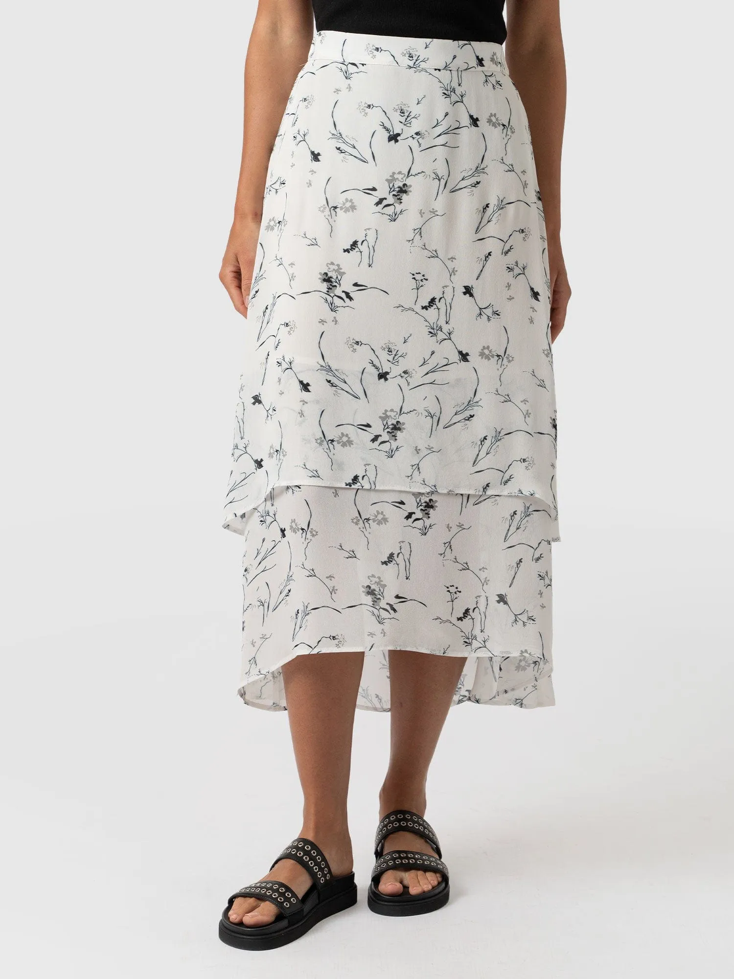 Etta Layered Skirt - White Floral