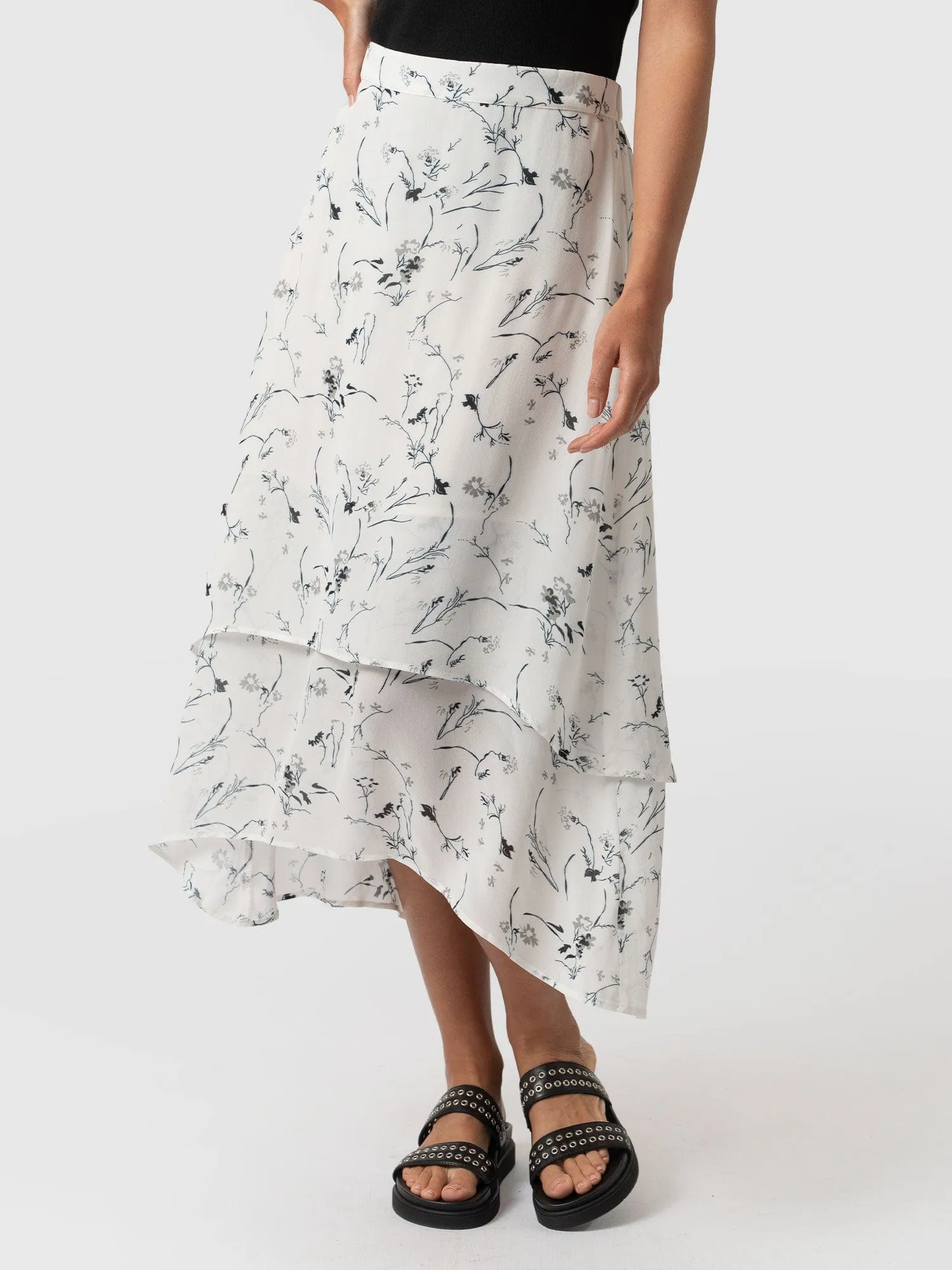 Etta Layered Skirt - White Floral