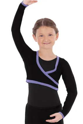 Eurotard 72510C Girls Soft Knit Two Tone Mock Wrap Mini Ballet Sweater