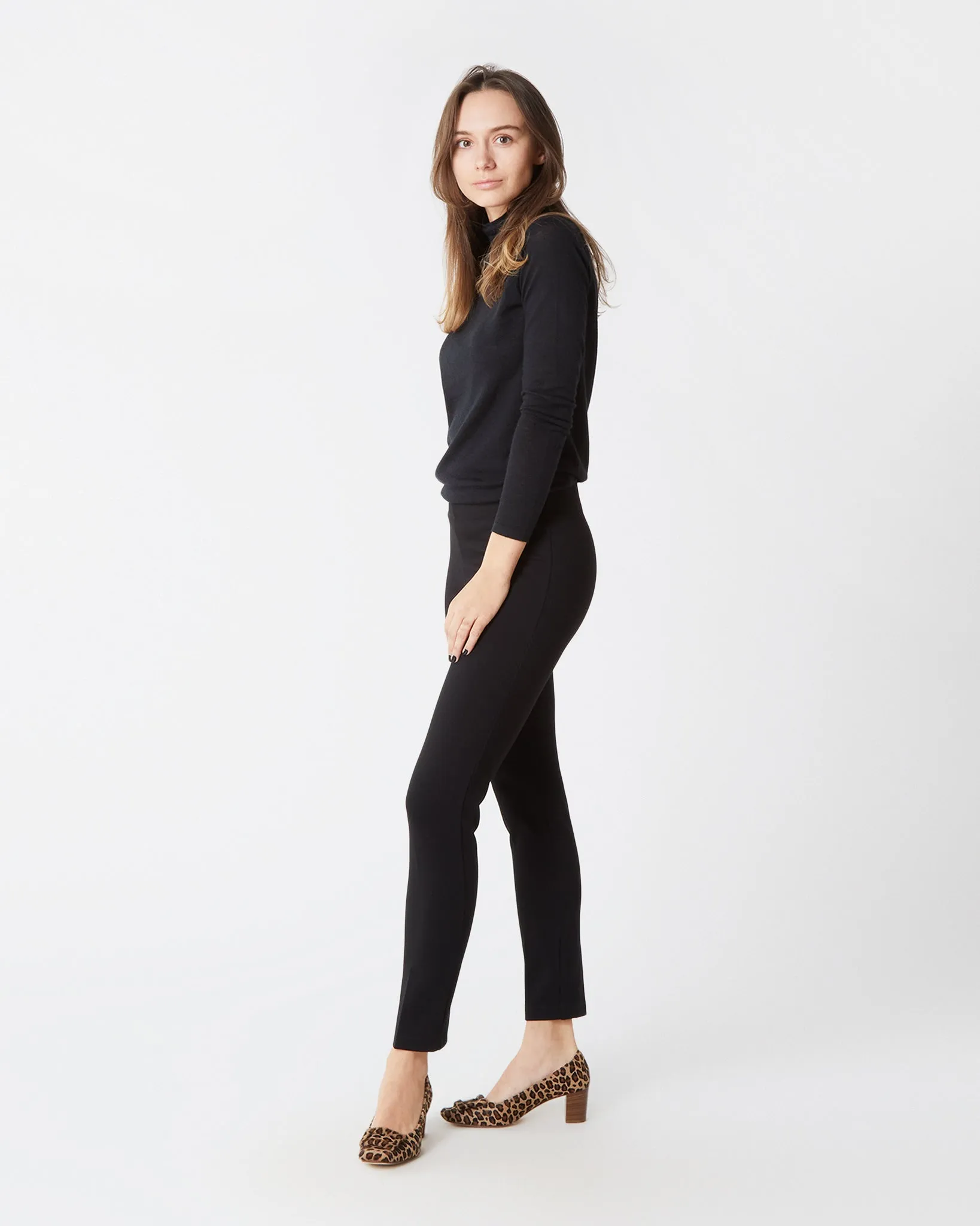 Faye Legging Pant in Navy Ponte Knit