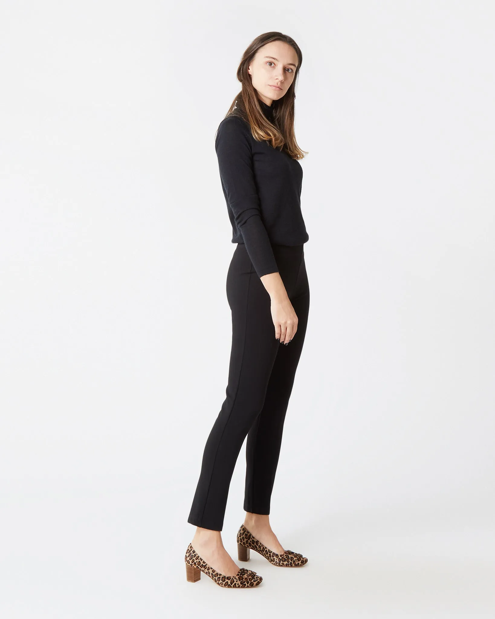 Faye Legging Pant in Navy Ponte Knit