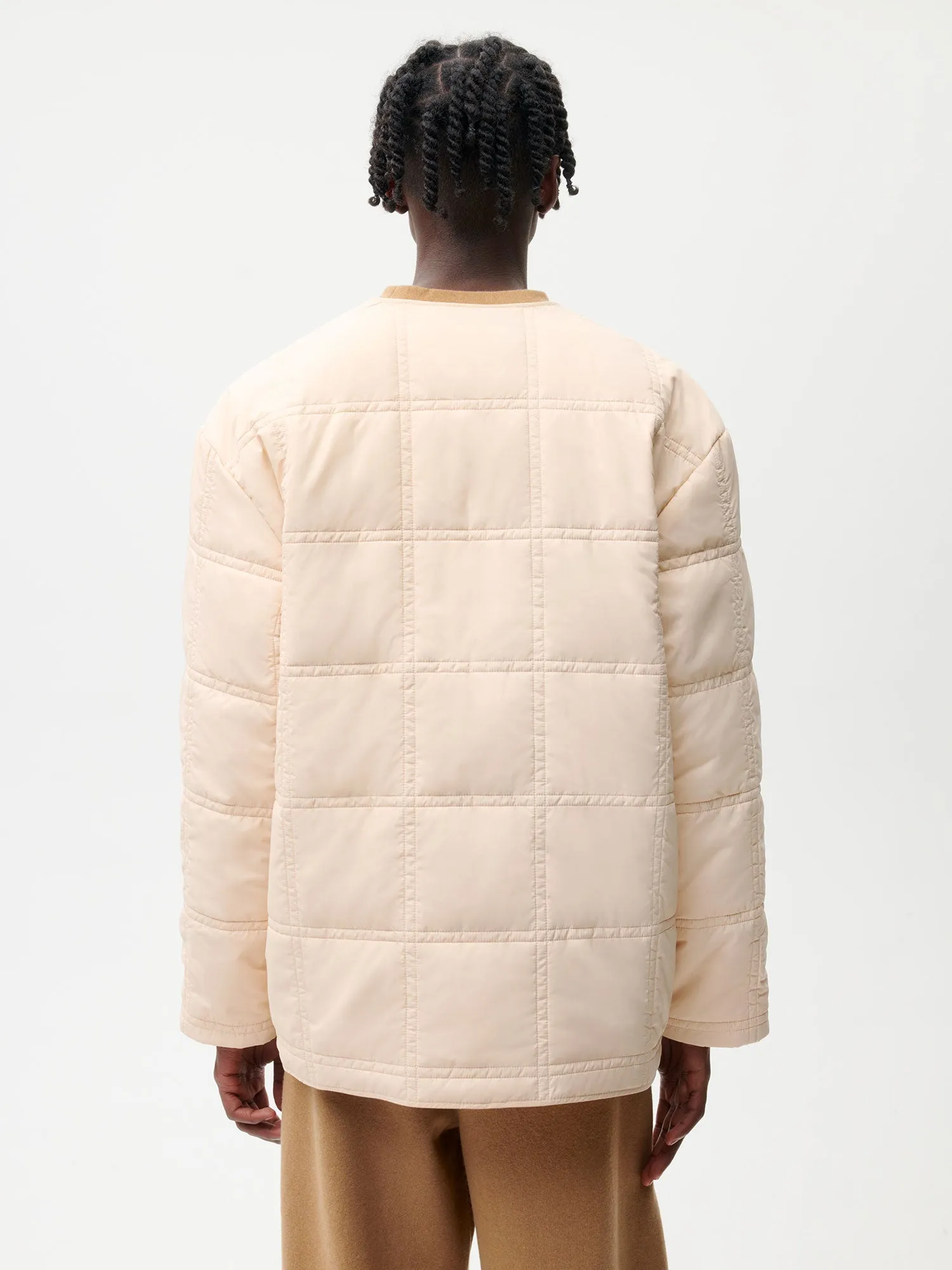 FLWRDWN™ Quilted Collarless Jacket—sand