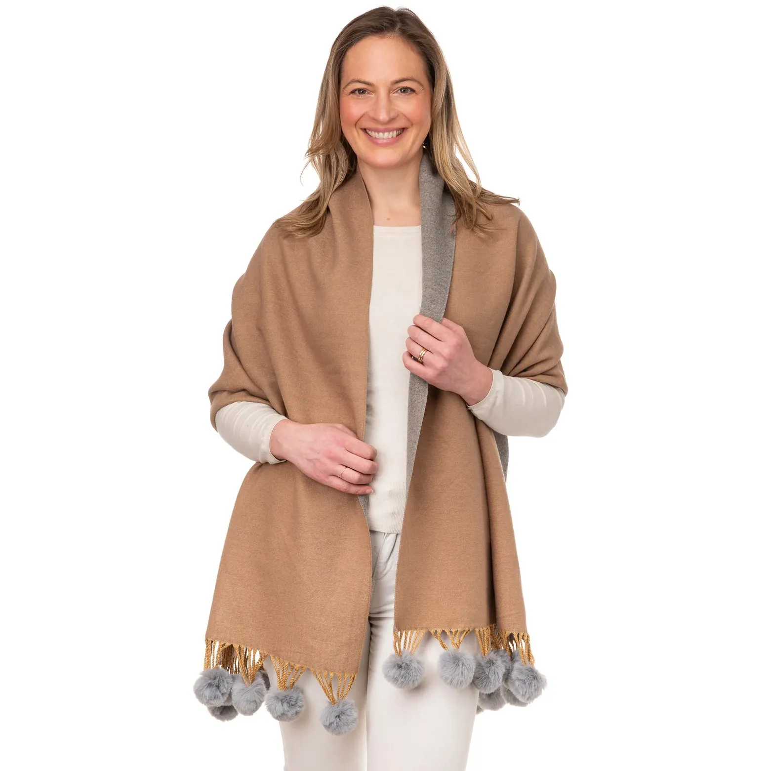 Franchetti Bond Anna Two Tone Wrap in Mocha and Grey