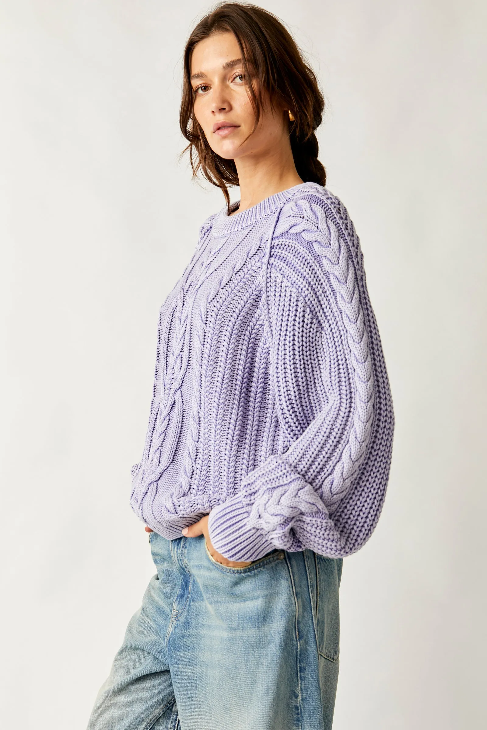 Frankie Cable Sweater Heavenly Lavender