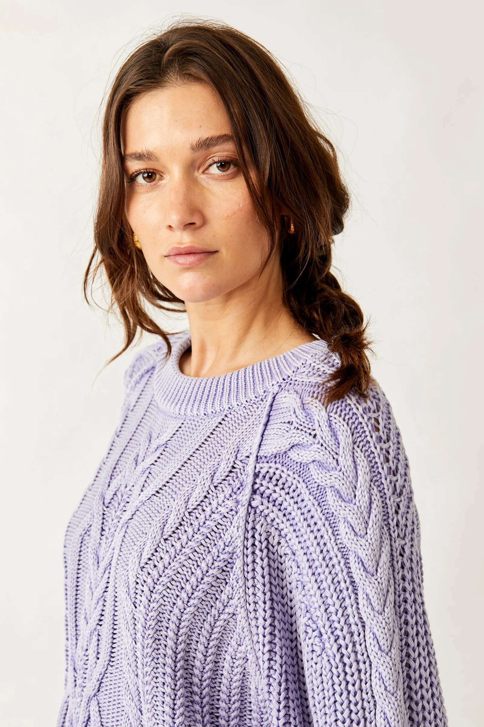 Frankie Cable Sweater Heavenly Lavender