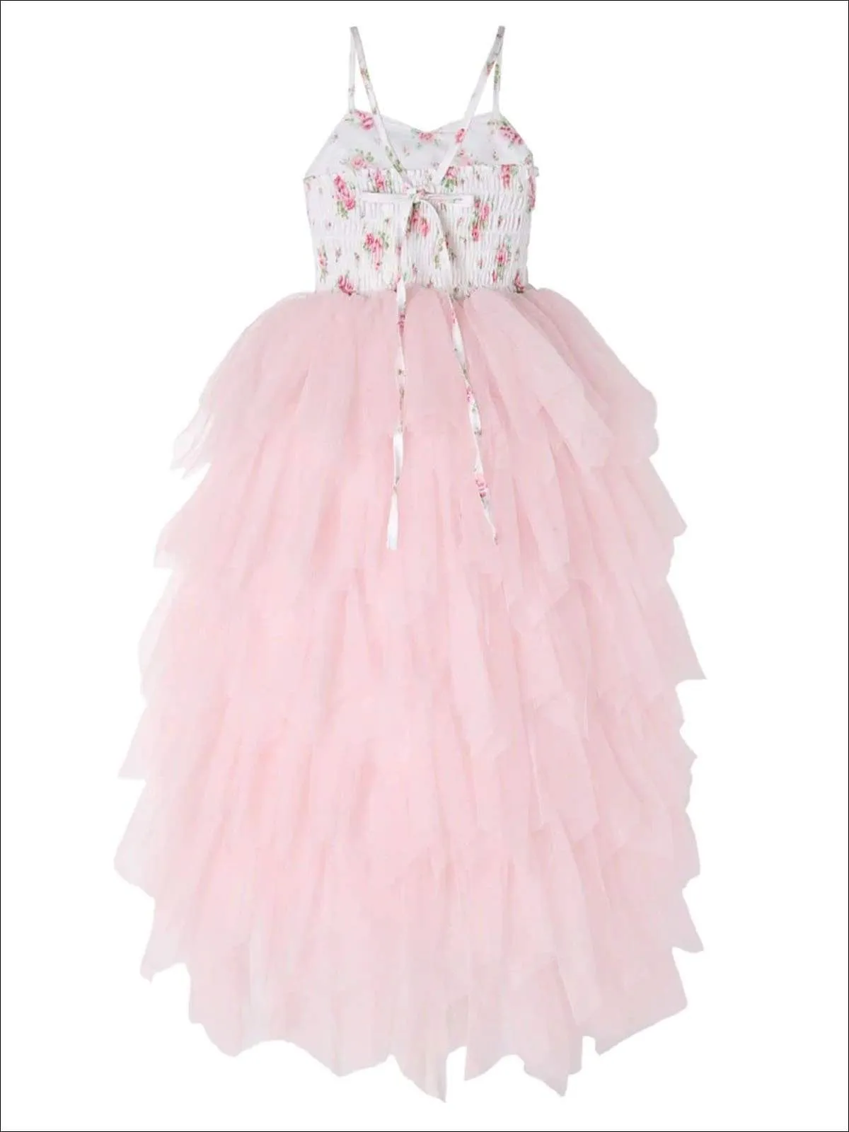 Girls Floral Sleeveless Tiered Tutu Casual Maxi Dress