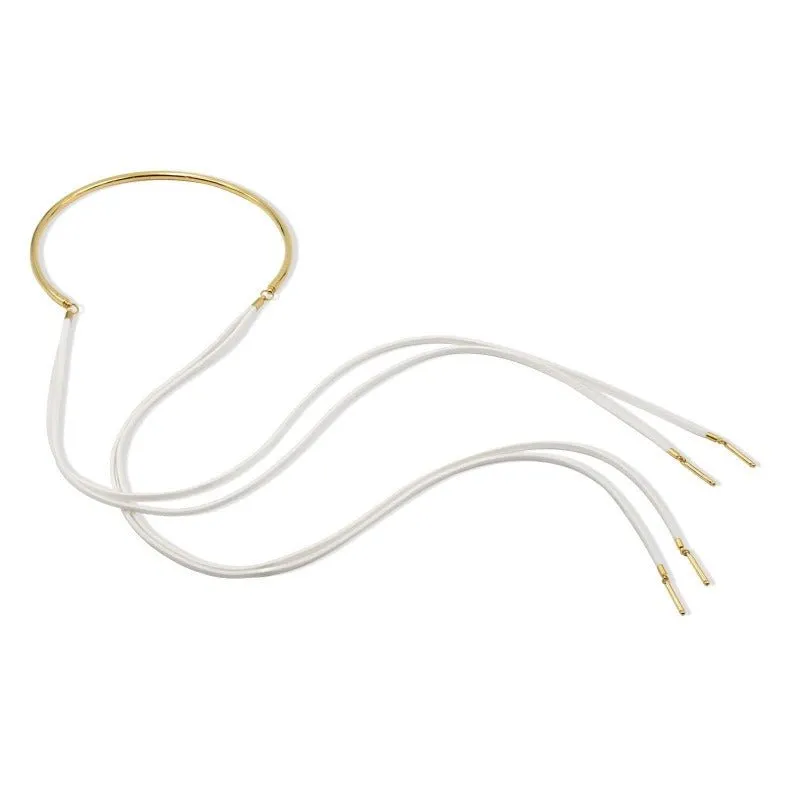 Gold Suede Scarf Necklace ( Multiple Colorways)