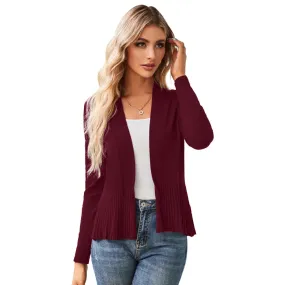 GRACE KARIN Women's A-Line Cardigan Casual Draped Open Front Cropped Knitwear Tops Long Sleeve Sweater Peplum Knit Outwear A30