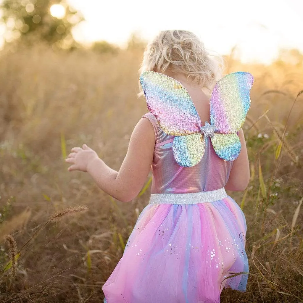 Great Pretenders Rainbow Sequins Skirt, Wings & Wand Set