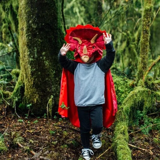 Great Pretenders Red Triceratops Hooded Cape