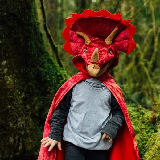 Great Pretenders Red Triceratops Hooded Cape