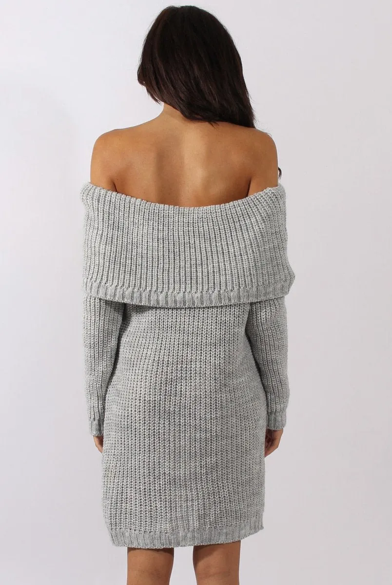 Grey Bardot Heavy Knit Jumper Dress - Suzy