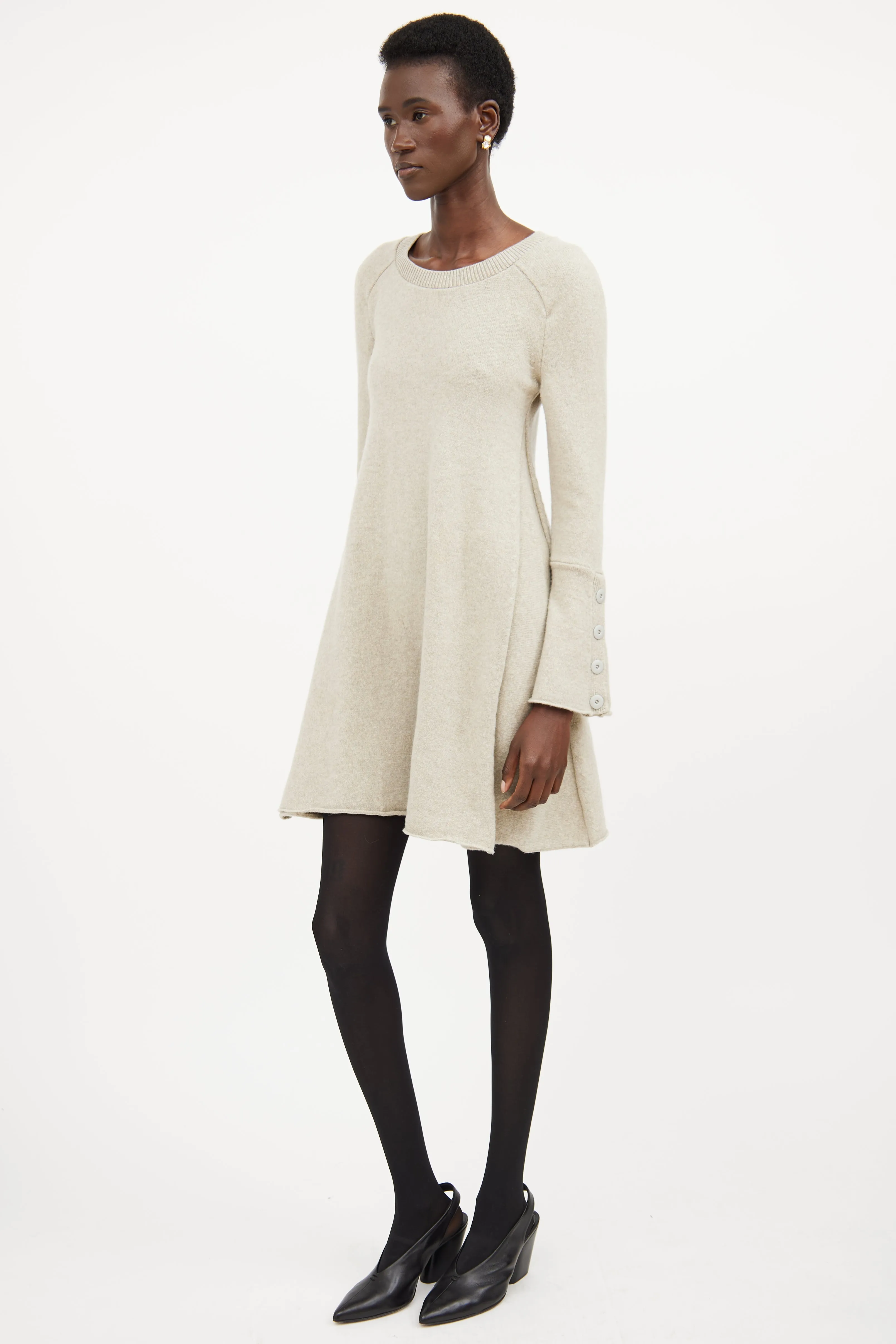 Grey Wool Knit Sweater Dress