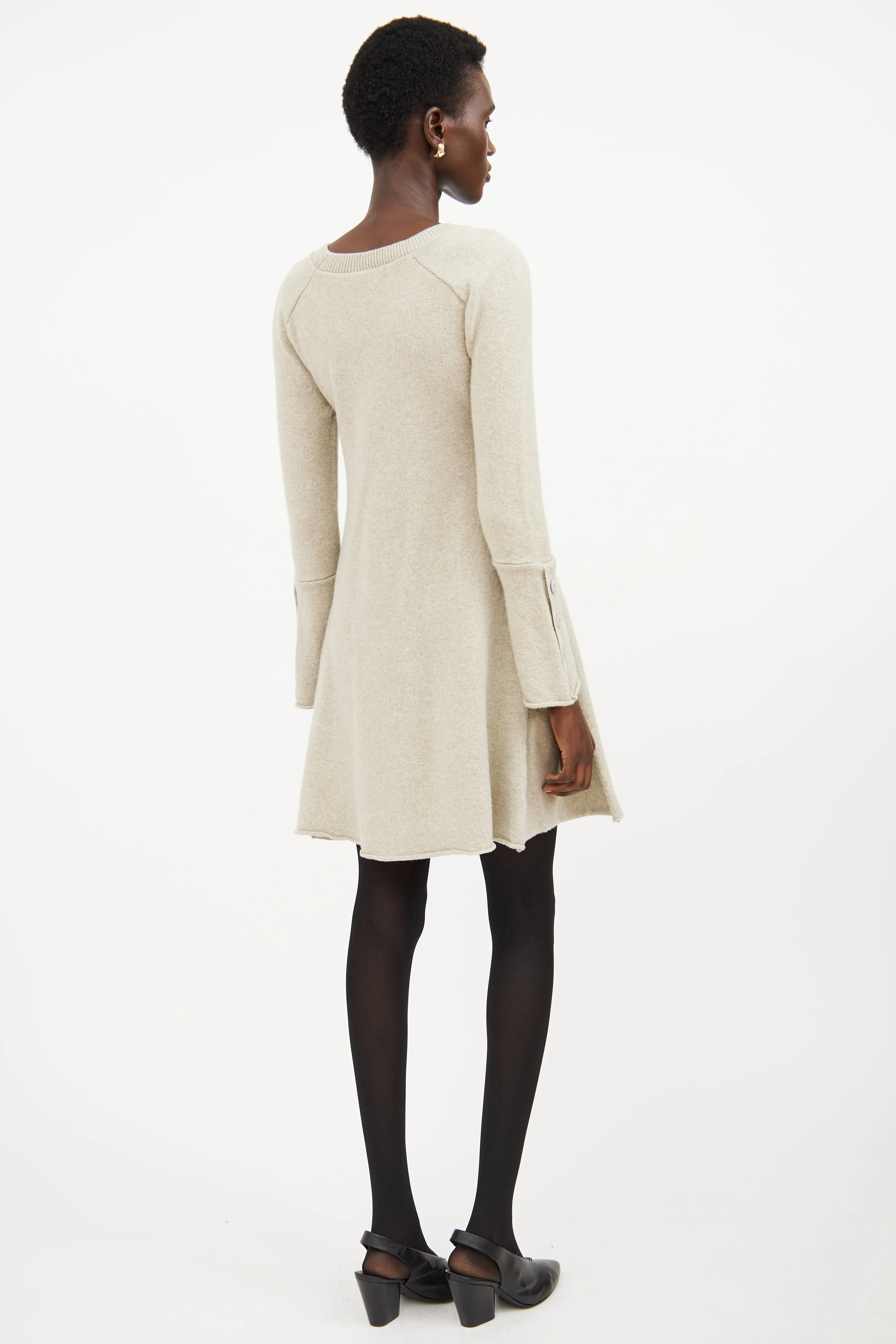 Grey Wool Knit Sweater Dress