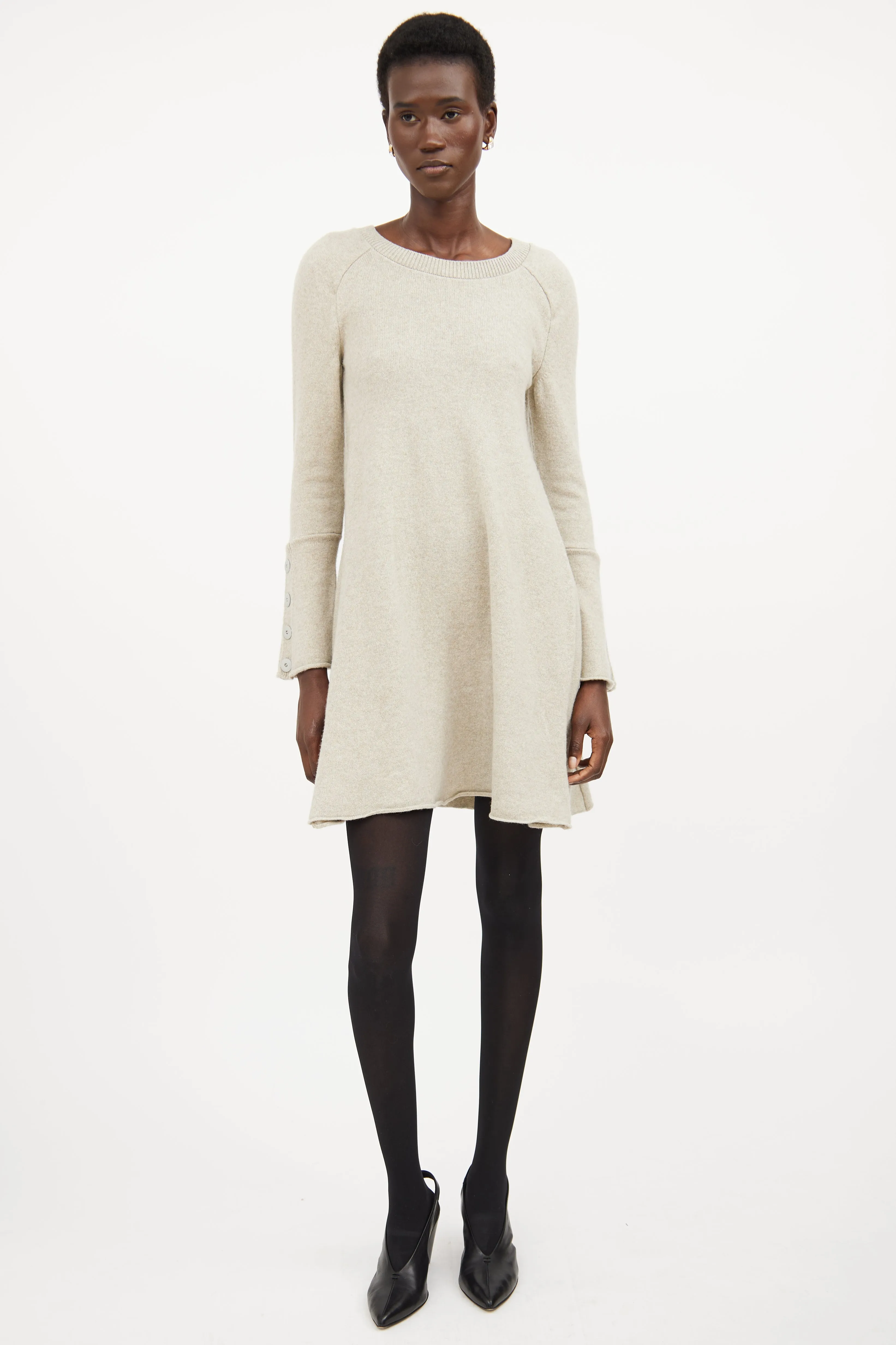 Grey Wool Knit Sweater Dress