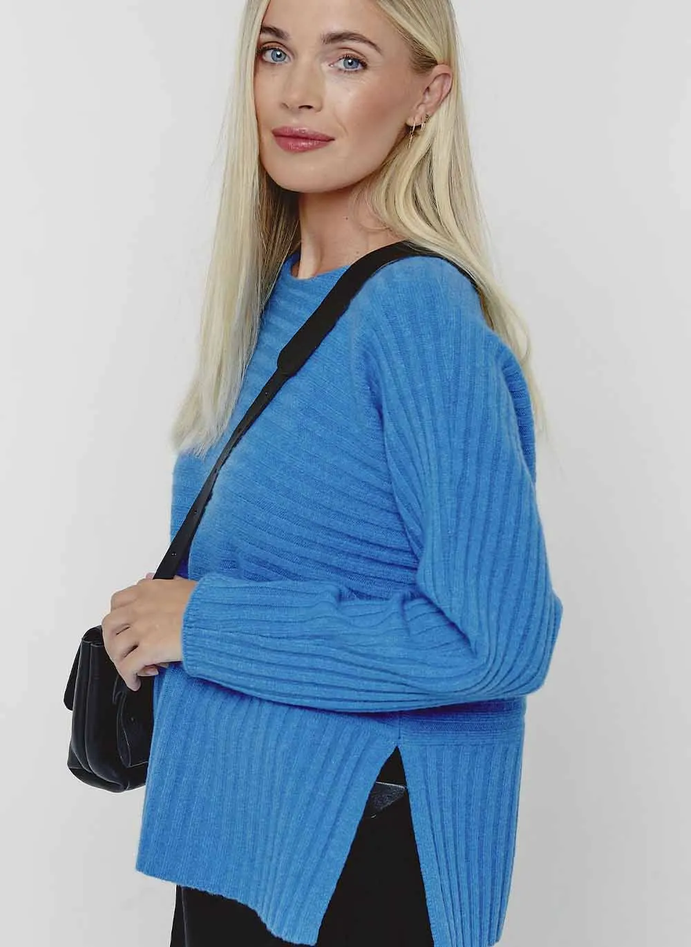 Hattie Rib Cashmere Jumper - Hockney Blue