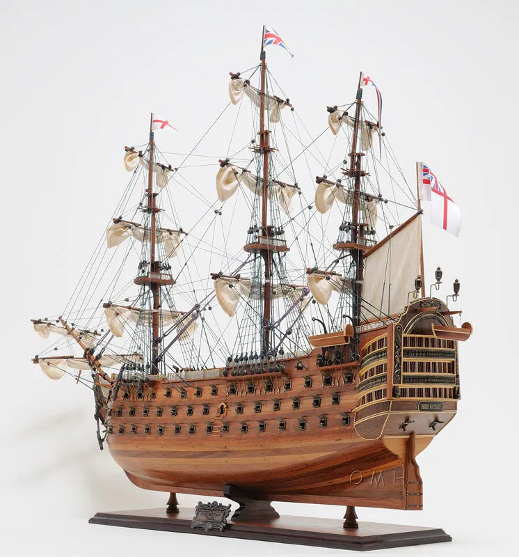 HMS Victory Admiral Nelsons Flagship Tall Ship Midsize EE Wood Model Sailboat Assembled