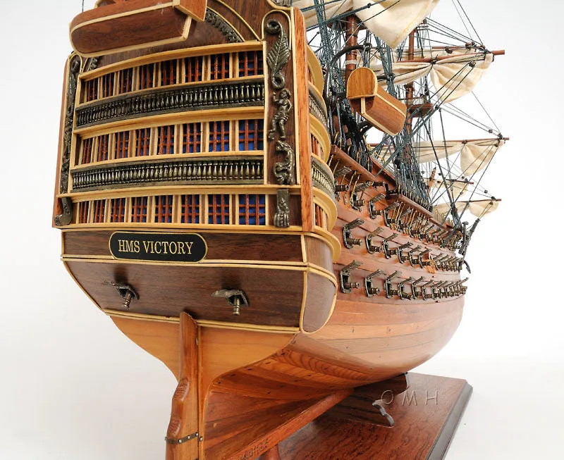 HMS Victory Admiral Nelsons Flagship Tall Ship Midsize EE Wood Model Sailboat Assembled