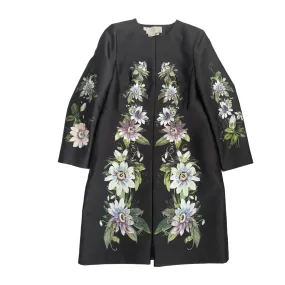 Hobbs Passiflora Coat Palace Collection Black Floral SIZE 12