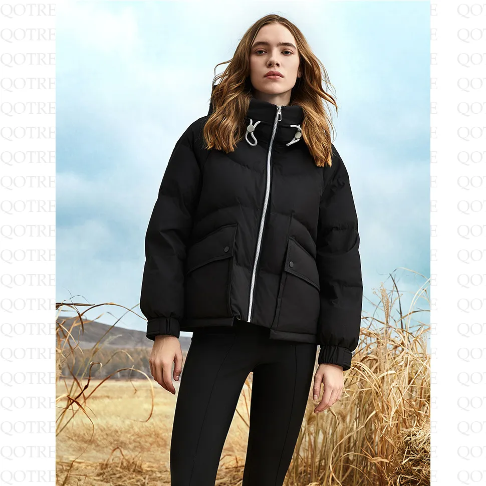 Hooded Cropped Puffa Down Jacket