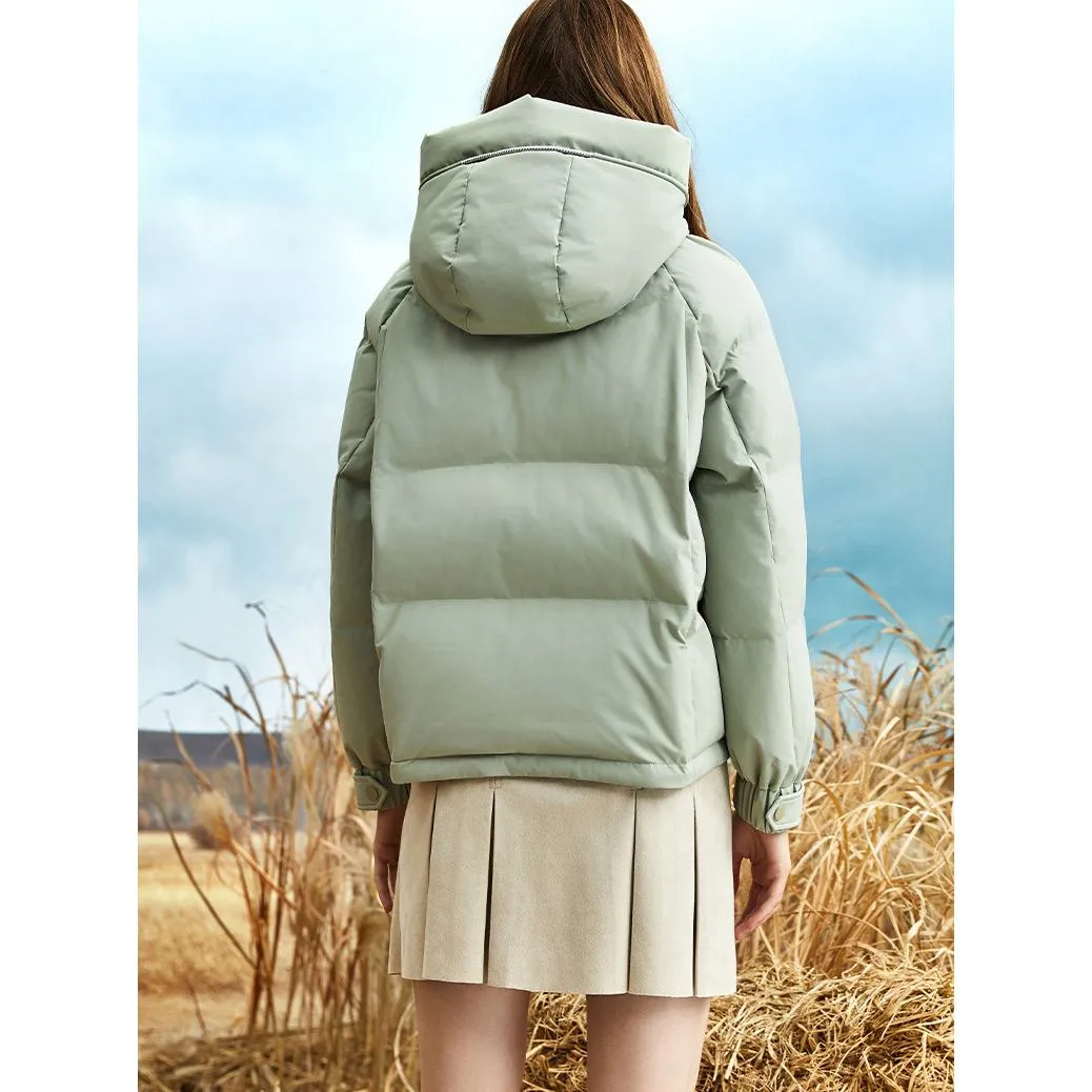 Hooded Cropped Puffa Down Jacket