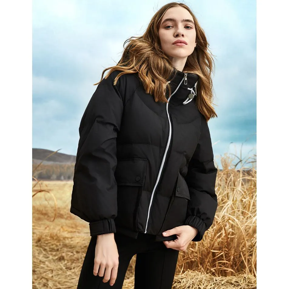 Hooded Cropped Puffa Down Jacket