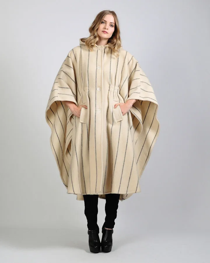 Hooded Wool Cape Coat