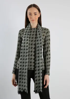 Hounds Tooth Silk Wool Cashmere Sweater and Scarf Set