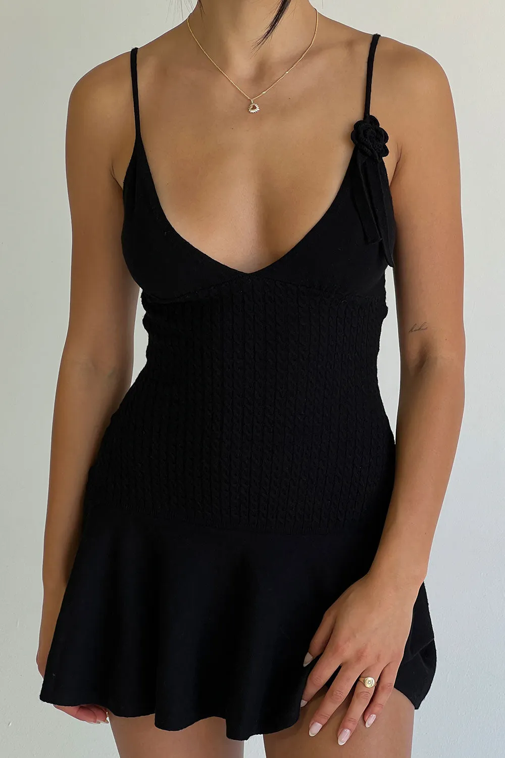 Houston Cable Cloud Knit Dress - Black