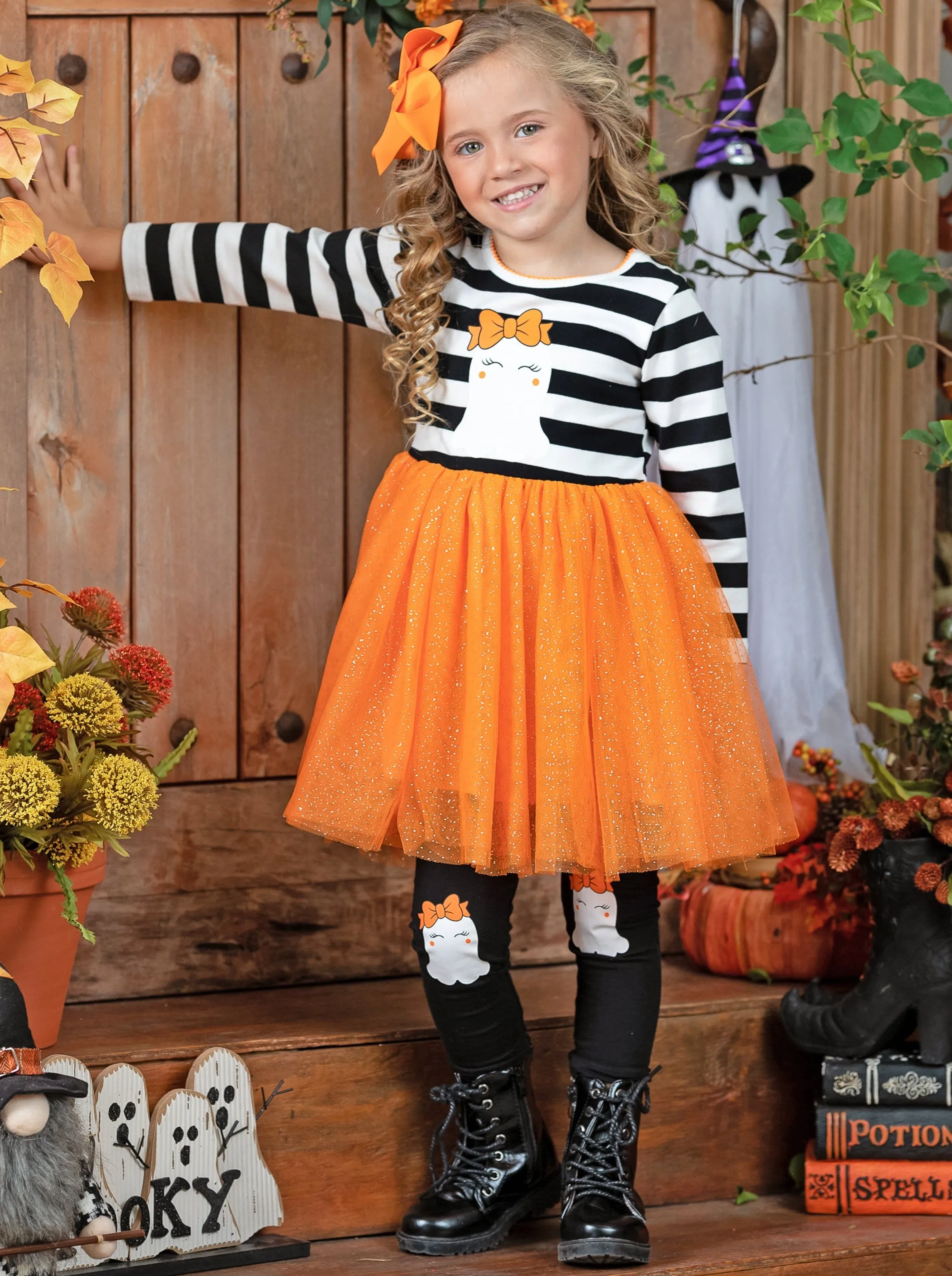 How Do You Boo Striped Tutu Tunic and Legging Set