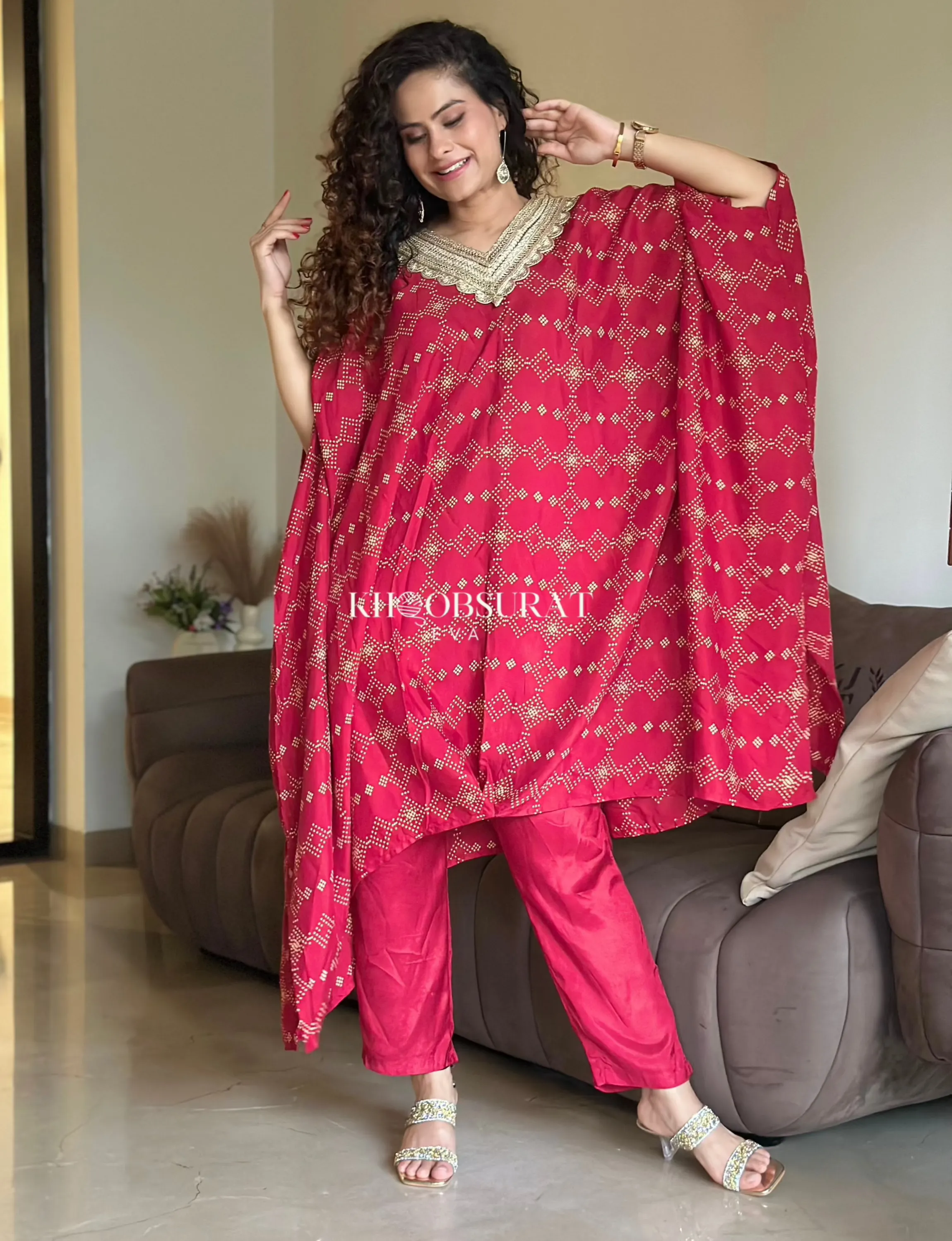 Indian Wedding Red Kaftan Set